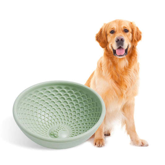 Silicone Dog Lick Bowl Morandi Color Slow Feeder Dog Bowls for Oral Health BPA-Free Silicone Freeze Bowl for Dogs Anxiety Relief Lick Mat Choking Prevent 2 Modes Dishwasher Safe (Morandi Green)