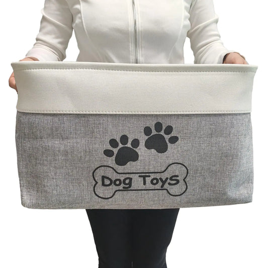 CPAKOWLGOO Large Dog Toy Basket Collapsible Dog Toy Box Shape Keeping Rectangle Dog Toy Bin for Pet ToysAccessories