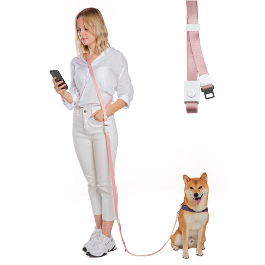 SVD.PET 4-in-1 Hands Free Dog Leash Versatile Crossbody Dog Leash with Easy Release Buckle Easy Adjust Waist Dog Leash to Fit Your Body and Waist for Walking Jogging and Running Your Dog (Pink)