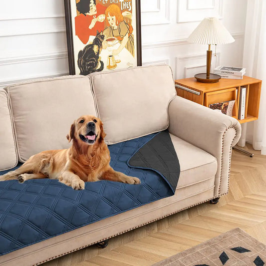 SUNNYTEX Waterproof & Reversible Dog Bed Cover Sofa Couch Cover Furniture Protector for Pets(30”*70”Blue+Grey)