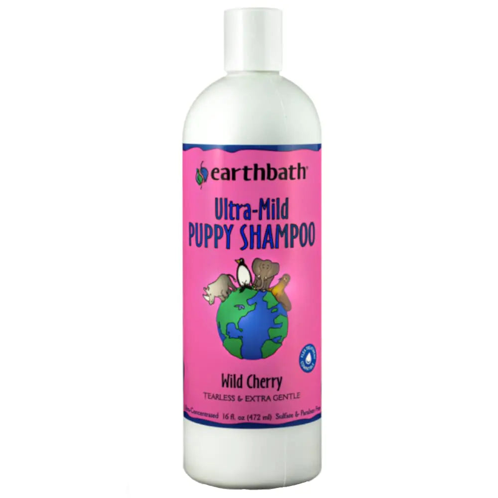 earthbath Ultra-Mild Wild Cherry Puppy Shampoo - Extra Gentle & Tearless Dog Shampoo Made in USA Deodorizing Dog Wash Cruelty Free Puppy Supplies Shampoo for Smelly Dogs - 16 Oz (1 Pack)