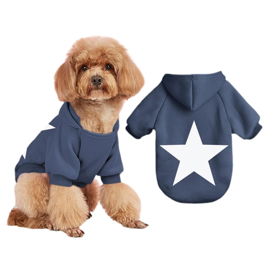 Lubpow Star Print Pet Dog Cat Hoodie: Puppy Sweatshirt Cute Sweater Hoodies for Small Medium Dogs Boy Girl Soft Warm Winter Coat Pup Clothes (Navy BlueS)