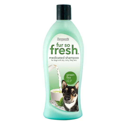 Sergeant’s Fur-So-Fresh Dog Grooming Shampoo for Itchy or Flaky Skin Green Tea Scent Dog Bath Product with Tea Tree Oil 18oz