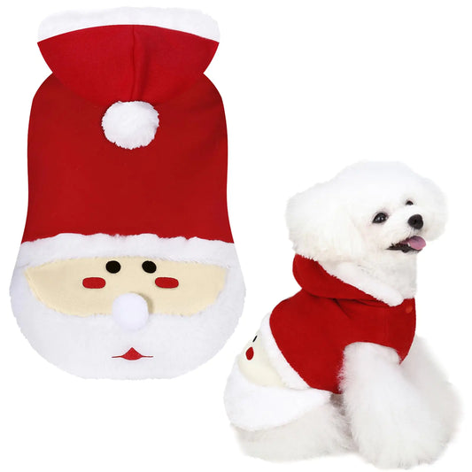 Dog Christmas Costume Pet Hoodie: Funny Cosplay Dog Hooded Costumes Holiday Theme Dog Clothes Winter Warm Puppy Outfit Pets Party Xmas Dog Apparel (Red M)