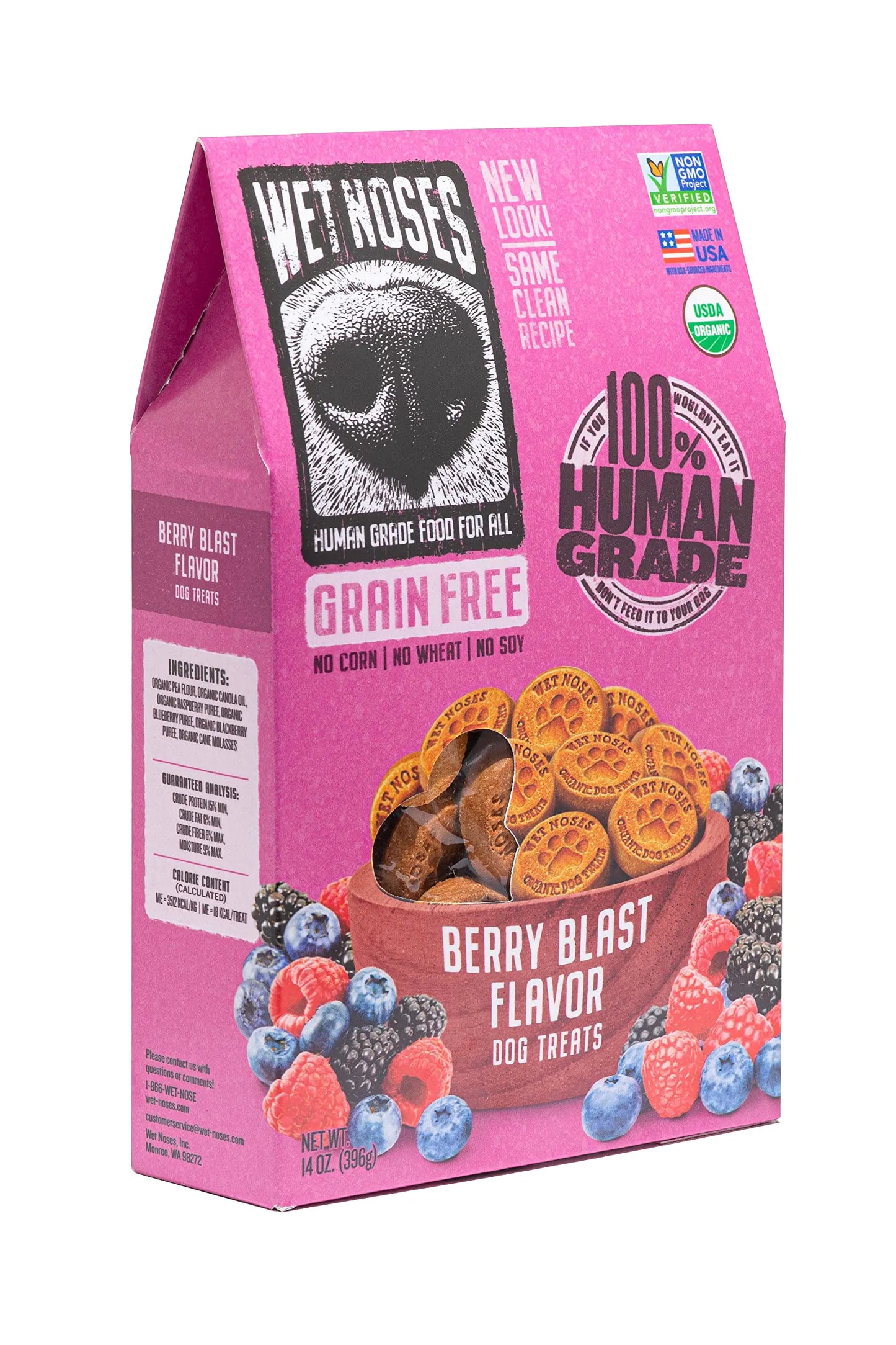 Wet Noses Organic USA Made All Natural Dog Treats Berry Blast (Grain-Free) 1 pack