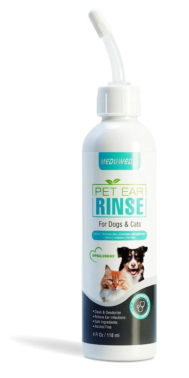 MEDUWEDU Dog Ear Cleaner Dog Ear Care Liquid Dog and Cat Ear Cleaner to Eliminates Ear Odour Dirt and Debris Pet Ear Cleaner SolutionRemove Wax Dirt & Stop Smelly Itchy Non-Irritating 4 Fl oz