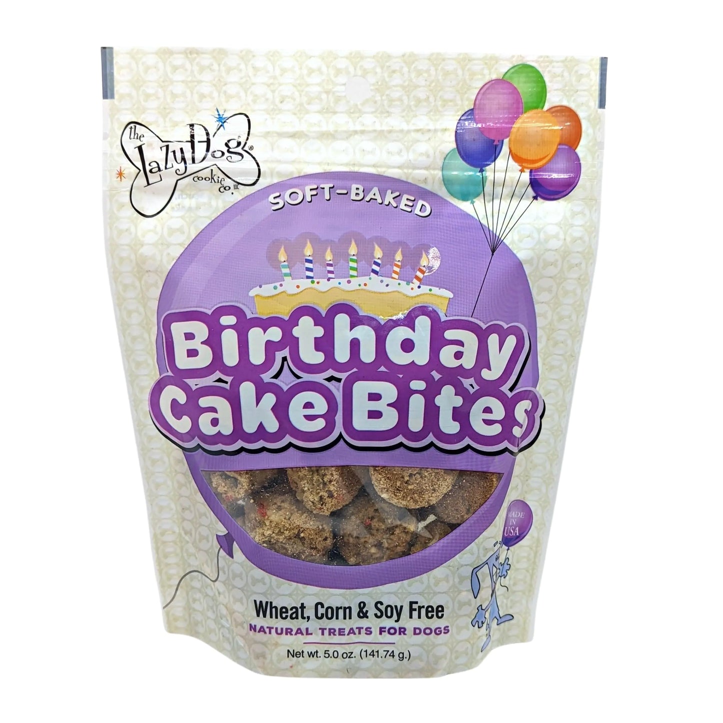 The Lazy Dog Cookie Co. Mutt Mallows Birthday Cake Soft Baked Dog Treats Vanilla with Confetti Sprinkles for Small Medium and Large Dogs Wheat-Free Baked in The USA 5 oz. (Pack of 1)