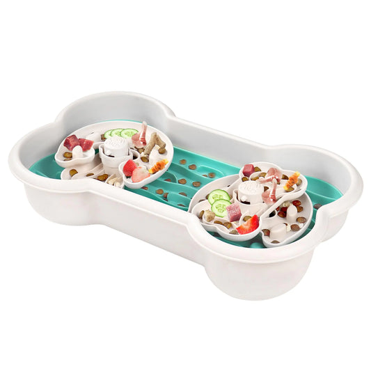 Lifeunion Slow Feeder Dog Bowls Large Breed Anti-Choking Dog Slow Feeder Bowl for Dry/Wet/Raw Food Dog Food Puzzle for Large Breed Dogs (White/Green)