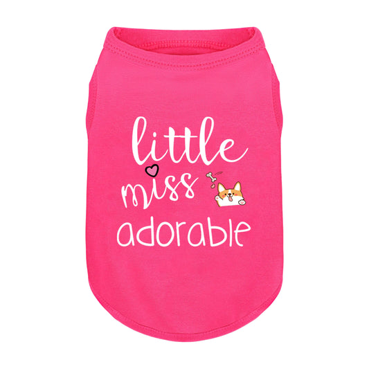 Cotton Dog Shirt with Little Miss Adorable Corgi Head Print Soft & Breathable Pet Apparel for Small Medium and Large Dogs All-Season Sleeveless Vest Cute and Comfortable Dog Outfit.Pink M