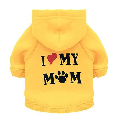 Dog Hoodie Letter Print Dog Hoodie with Leash Hole Solid Two Sleeve Sweatshirt Soft Warm Dog Clothes Fall Winter Puppy Pullover Pet Sweatshirt Dog