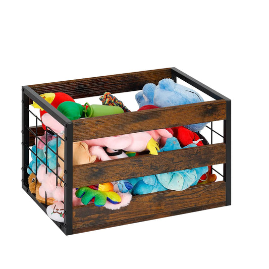 CADUKE Dog Toy Basket Large Dog Toy Storage Bin for Pet Metal Dog Toy Box with Handle Chew-Proof Dog Stuff Organizer for Puppy Leash Food Accessories