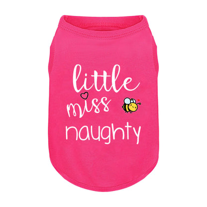 Pink Cotton Dog Shirt with Little Miss Naughty Bee Print Soft & Breathable Pet Apparel for Small to Large Dogs Cute All-Season Outfit.Pink XS