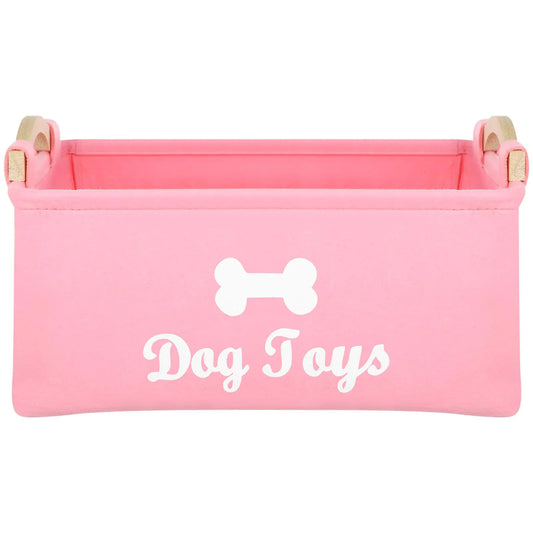 OATIPHO Dog Toy Basket Dog Toy Storage Bins with Handle Foldable Square Dog Toy Box Felt Dog Toy Storage Chest Organizer for Pet Toys Blankets 15"x7"x10"