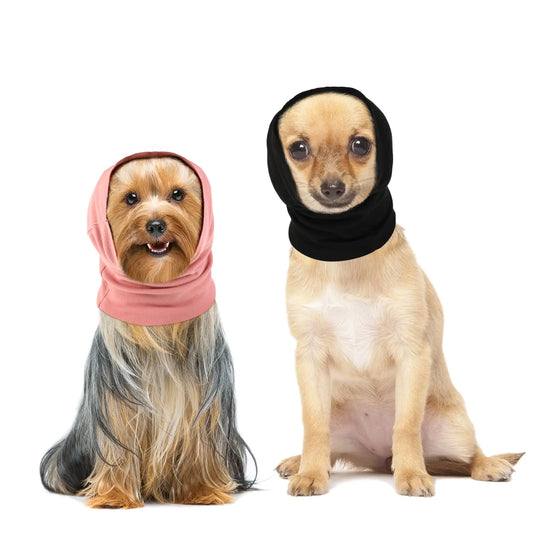 Frienda 2 Pieces Ear Wraps for Dogs Dog Ear Muffs Dog Ear Covers for Noise Canceling Pet Ear Protection Dog Neck and Ears Winter Warmer(SmallBlack Pink)