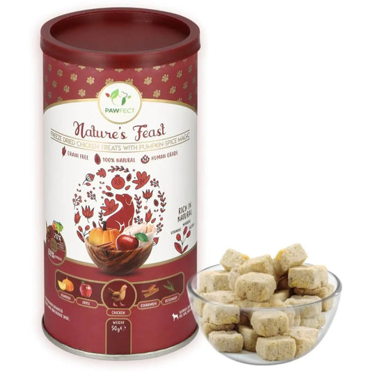 Freeze-Dried Dog Treats - 80% Chicken & 20% Pumpkin Spice | Provides Protein Grain-Free | Promotes Immunity | Supports Digestion (1.76oz)