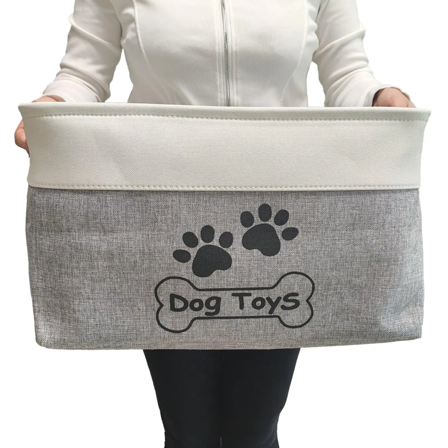 CPAKOWLGOO Large Dog Toy Basket Collapsible Dog Toy Box Shape Keeping Rectangle Dog Toy Bin for Pet ToysAccessories