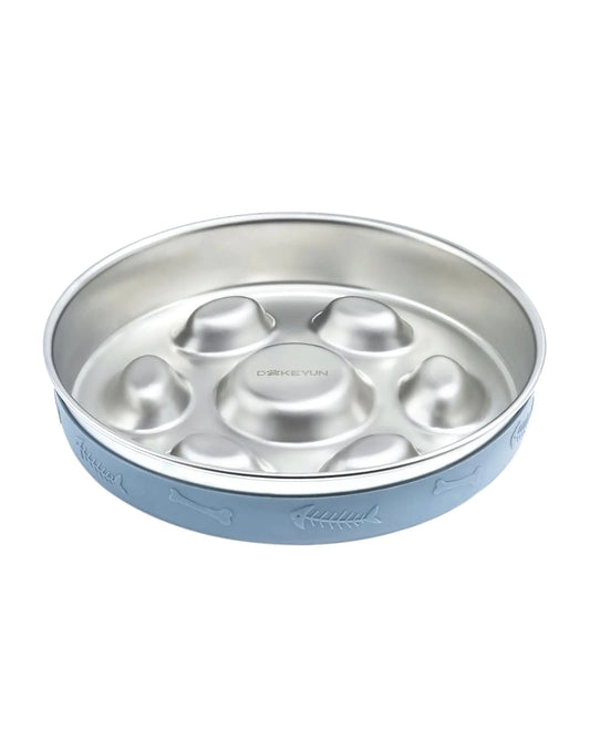 DAKEYUN Slow Feeder Dog Bowl Stainless Steel2-4 Cups Metal Dog Food Bowls with Non-Slip Silicone MatSlow Down Eating Pet Bowl for Small & Medium Sized Dogs