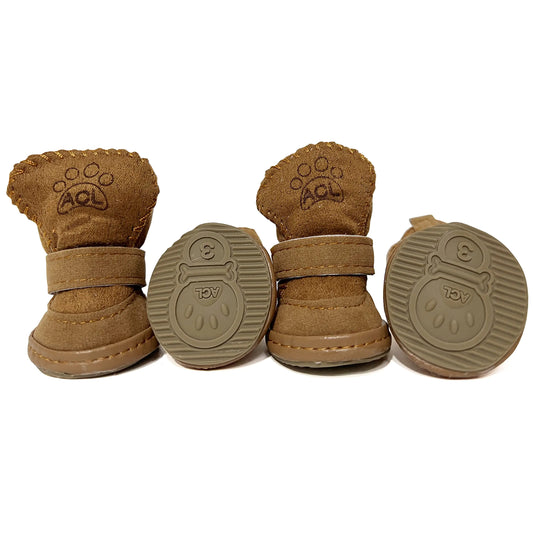 HPWFHPLF Dog Boots Dog Shoes for Small Dogs Chihuahua Anti-Slip Paw Protectors for Snow Winter (Brown Size3)