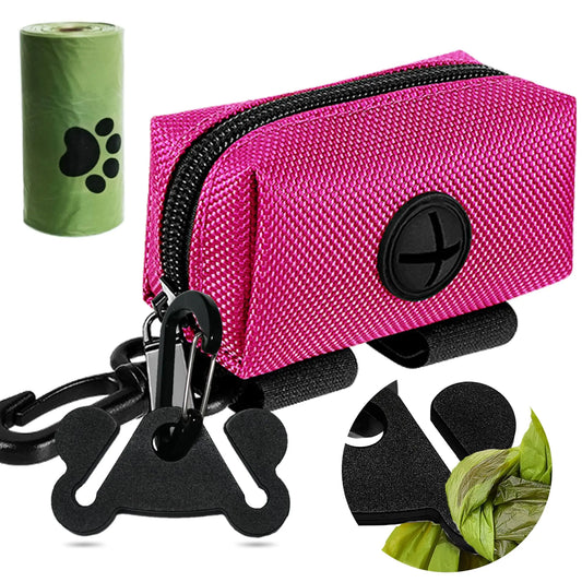 Dog Poop Bag Holder for Leash Attachment Dog Poop Bag Dispenser Dog Waste Bag Dispensers Dog Poop Bag Holders Fit Dog Leash Accessory With Hand Free Holder Carriers (Black) Pink