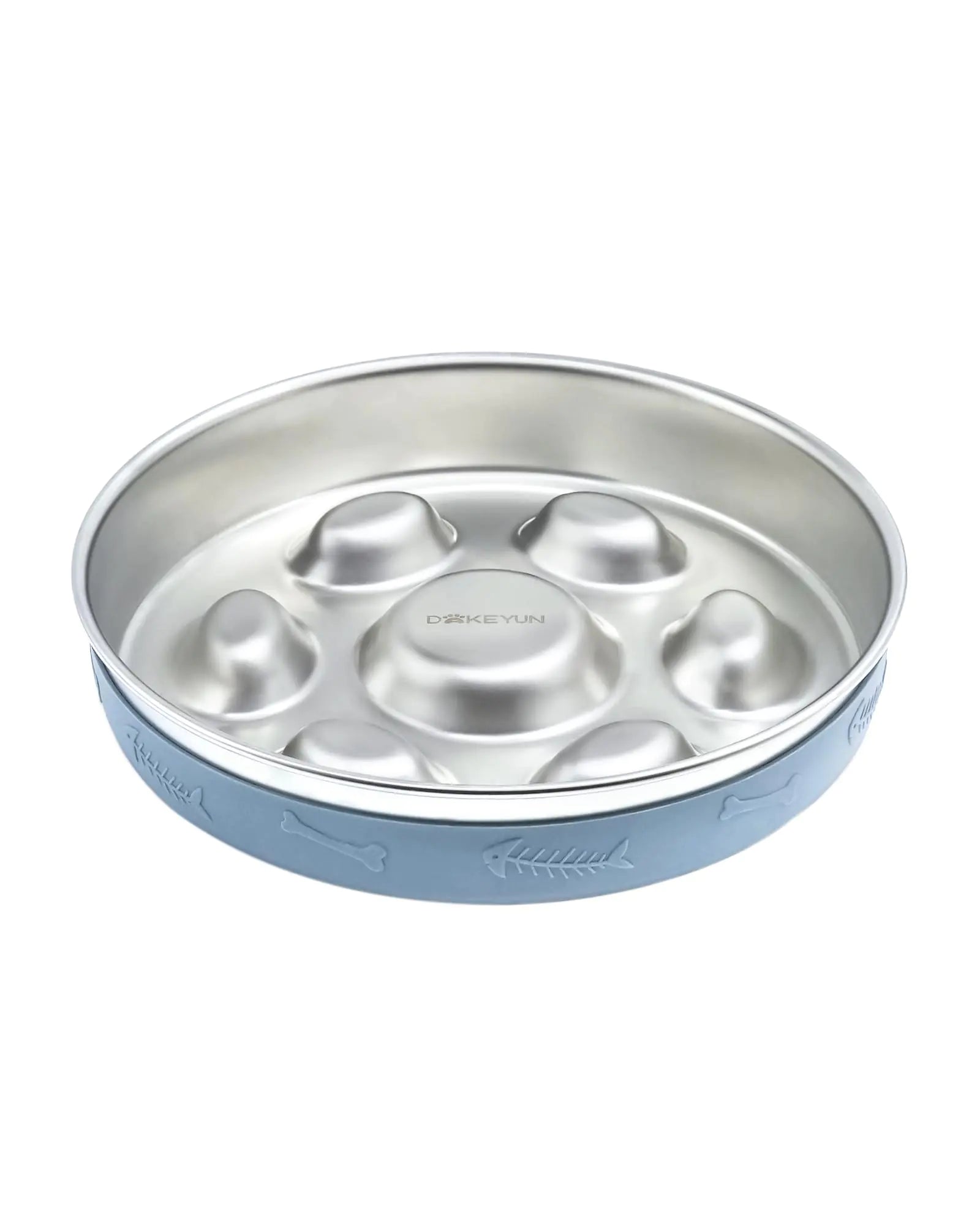 DAKEYUN Slow Feeder Dog Bowl Stainless Steel2-4 Cups Metal Dog Food Bowls with Non-Slip Silicone MatSlow Down Eating Pet Bowl for Small & Medium Sized Dogs