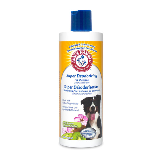 Arm & Hammer for Pets Super Deodorizing Shampoo for Dogs | Best Odor Eliminating Dog Shampoo | Great for All Dogs & Puppies Fresh Kiwi Blossom Scent 16 oz