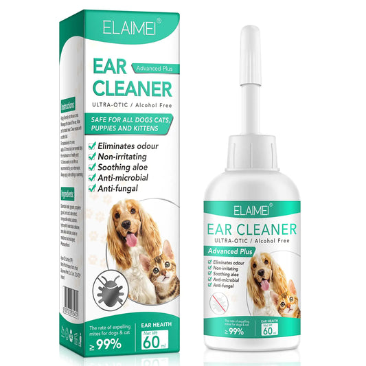 Ear Cleaner for Dogs Dogs Ear Infection Treatment - Supports Soothing Dog Yeast Infection Soothes Itchy & Inflamed Ears Ear Odor Pet Ear Care Supplement for Small Medium and Large Dogs - 60ml