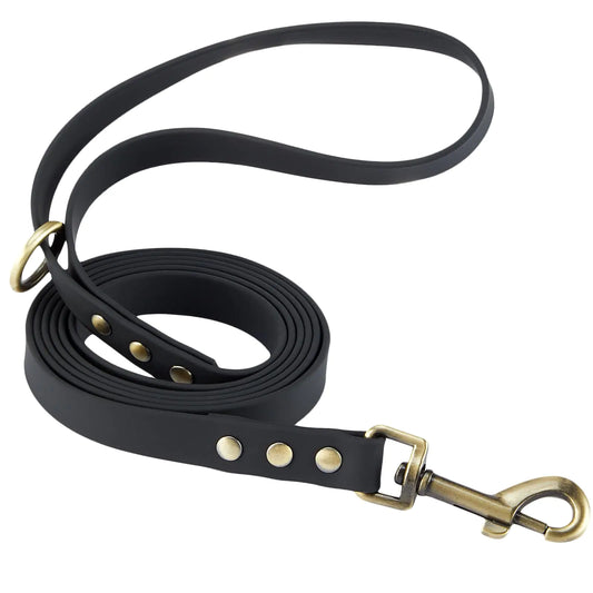 Waterproof Dog Leash 4/5/6 Ft Dog Leash Strong Coated Nylon Webbing with Bronze Hardware Dog Lead Easy to Clean High Performance Walking Dog Leash Dog Long Leash (Black 5/8 X 5FT)