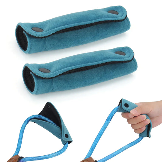 TONYFY 2PCS Dog Leash Grip Handle Sleeve - Dog Leash Wrap - Soft Velvet & Polyester Mesh Ensure Comfortable Grip - Dog Leashes/Box/Bag Handle Cover Protection Pads(Blue)