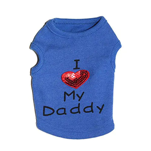 Dog Shirts Slogan Vest I Love My Daddy/Mommy Cute Heart T-Shirt Clothes for Chiuahaha Poodle Teacup Shihtzu Yorkie Bulldog Small Puppy Costume