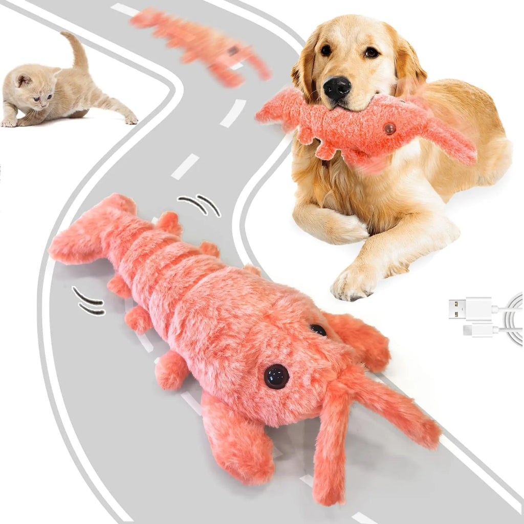 Floppy Lobster Interactive Dog Toy Wiggly Lobster Dog Toy for Boredom Motion Activated Self Moving Dog Toys to Keep Them Busy Washable Dog Stuffed Animals Chew Toy for Cats & Dogs (Orange)