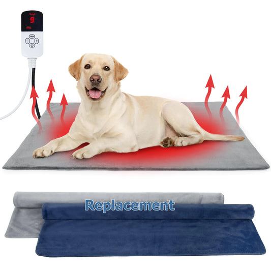 Pakimi Pet Heating Pad for Dog Cat Outdoor Indoor Warming Heated Cat Dog Bed Waterproof Pet Heater Warmer Blanket Mat for Puppy & Kitten with Adjustable Temperature and Timer 28 * 18 Inch