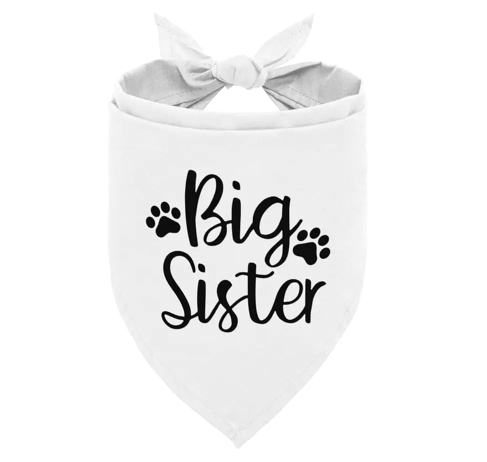 Big Sister Dog Bandana Dog Pregnancy Announcement Dog Scarf Big Sister Announcement White Dog Bandana Dog Bandana for Small Medium Large Dogs Gift for Dog Lover (A11)