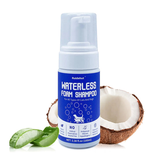 Dog Dry Shampoo - No Rinse Dog & Puppy Shampoo - Cleans Deodorizes Condition and Smoothes Coat - Formulated to be Gentle for All Furry Pets - 3.38 oz (Small Size)