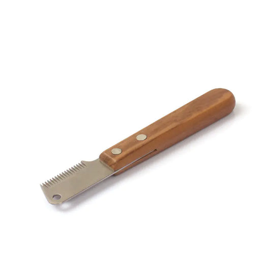 Wooden Handle Pet Plucking Knife for Dog Grooming