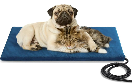 Pet Heating PadExtremely Waterproof Heated Cat Dog Bed Outdoor & IndoorMulti-Size Heated Dog Cat Blanket MatPet Heater Warmer for Cat Dog House Whelping Box(Dark BlueL-28 Lx16 W)