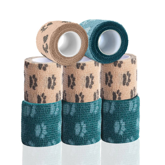 Dog Paw Bandages for Wounds - Self-Adhesive Bandage Wrap for Wound Care Paw Care First Aid - Light Vet Wrap for Pet Dogs Cats Horses Birds - FSA & HSA Eligible (2 Inch 8 Rolls 8 Colors)