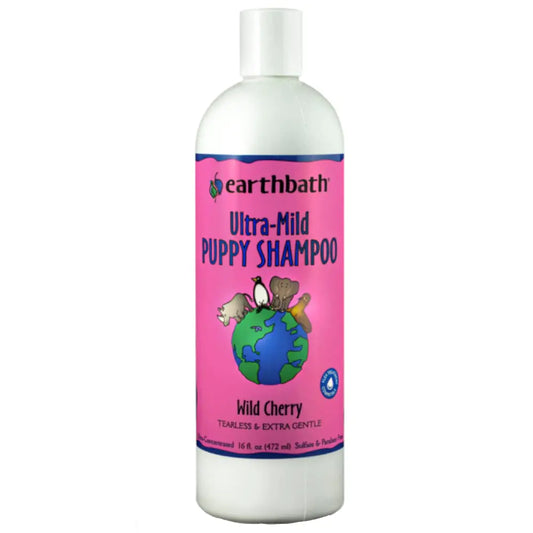 earthbath Ultra-Mild Wild Cherry Puppy Shampoo - Extra Gentle & Tearless Dog Shampoo Made in USA Deodorizing Dog Wash Cruelty Free Puppy Supplies Shampoo for Smelly Dogs - 16 Oz (1 Pack)