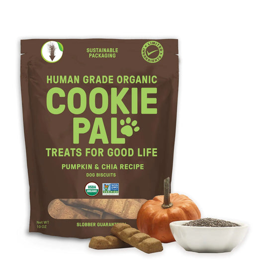 CookiePal Human Grade Dog Treats Pumpkin and Chia Seed Recipe Organic Non-GMO and Simple Ingredients 10 Oz Bag