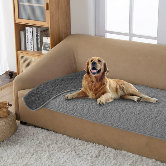 fuguitex Waterproof Dog Bed Cover Dog Blanket for Pet Furniture Bed Couch Sofa Reversible Linen Texture(30"*53"Dark Grey+ Light Grey)