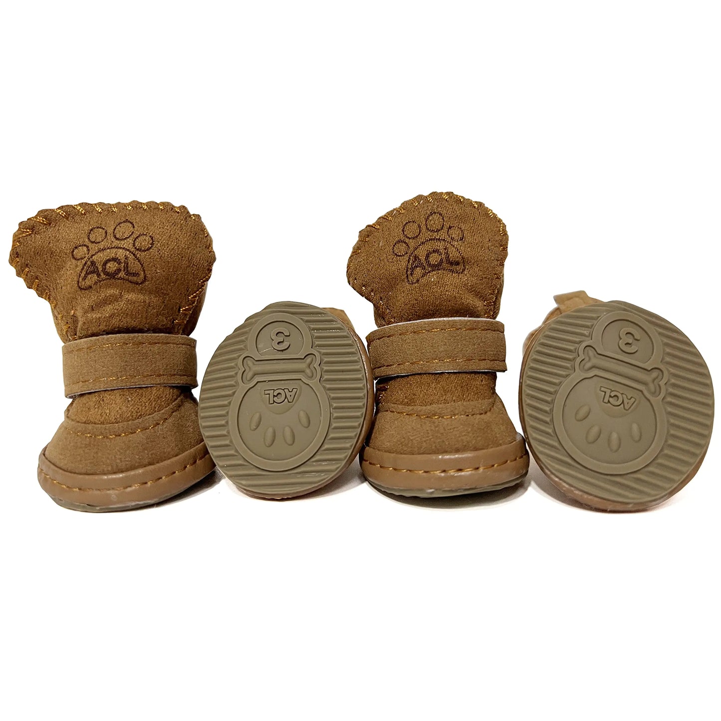 HPWFHPLF Dog Boots Dog Shoes for Small Dogs Chihuahua Anti-Slip Paw Protectors for Snow Winter (Brown Size3)