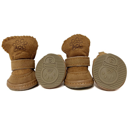 HPWFHPLF Dog Boots Dog Shoes for Small Dogs Chihuahua Anti-Slip Paw Protectors for Snow Winter (Brown Size3)