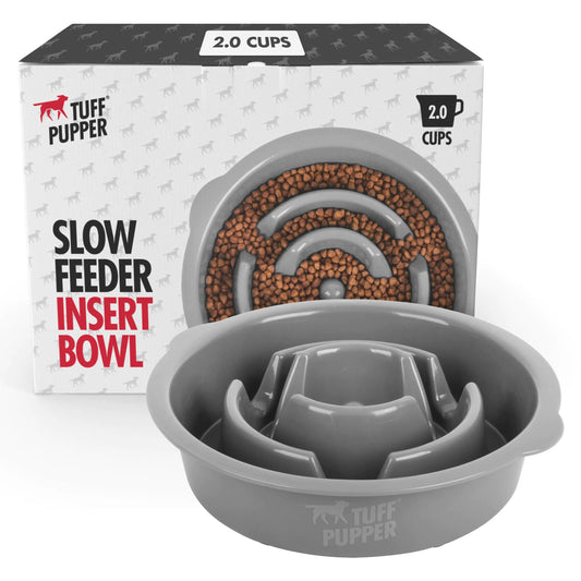 Tuff Pupper Slow Feeder Insert Bowl | Puzzle Maze Slows Down Eating | Elevated Feeder Tray Bowl | Standalone Dog Bowl | Pet Bowl Insert | Easy Clean Dishwasher Safe (2 Cups - Fits 7.5-8 Inch Hole)
