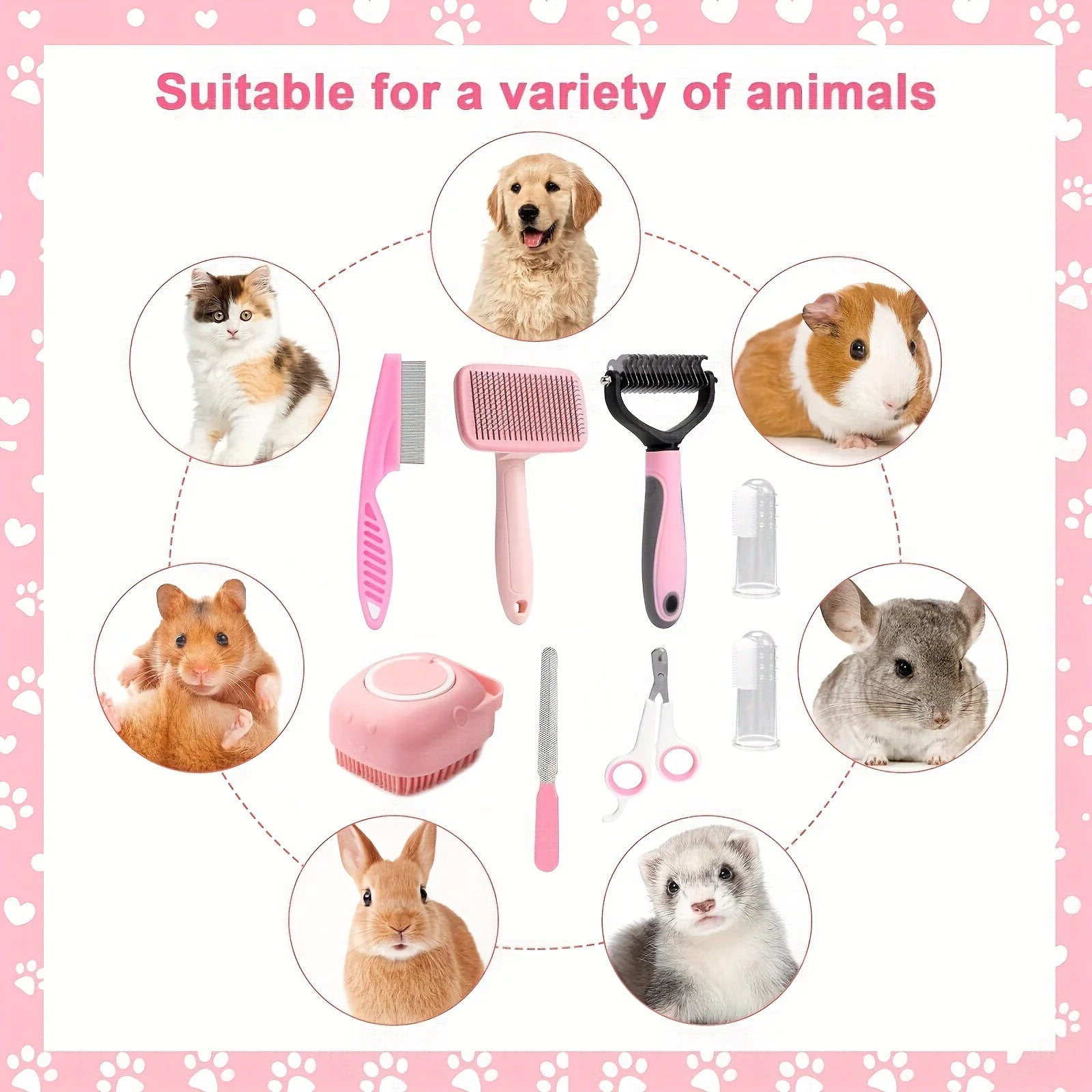 8-Piece Dog Grooming Tool Set