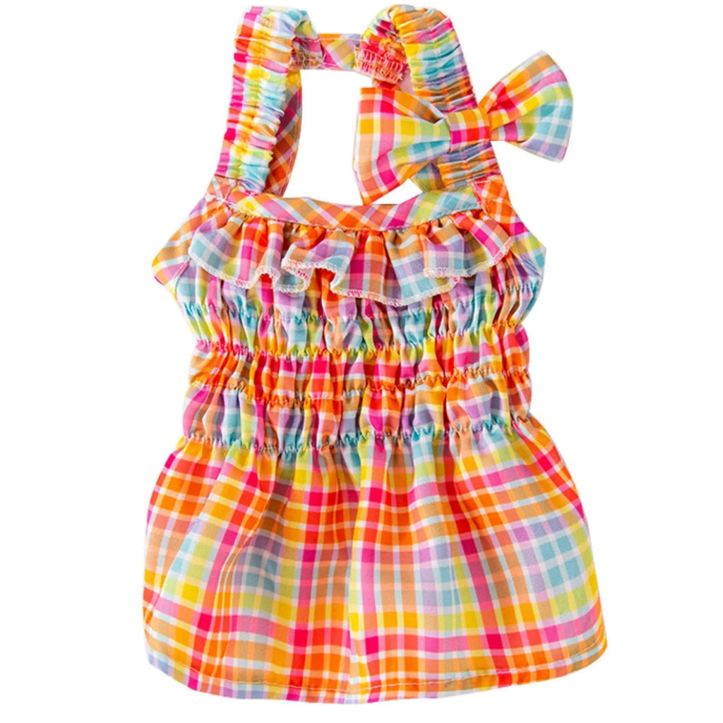 Colorful Rainbow Dog Skirt Dog Dress Soft Breathable Dog Outfits Pet Dress for Small Medium Dog Girls Puppy Lightweight Pet Dresses