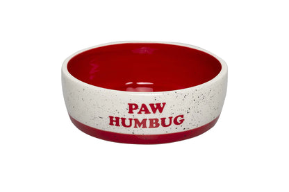 Pearhead Paw Humbug Christmas Pet Bowl Speckled Dog Water and Food Dish Holiday Dog Pet Bowl Holds 3 Cups Medium