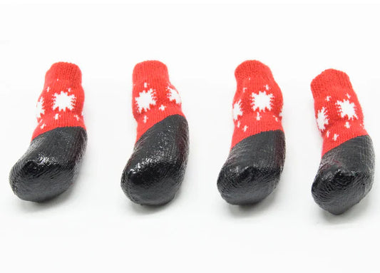 Waterproof Pet Socks - Christmas Snowflake Dog Boots