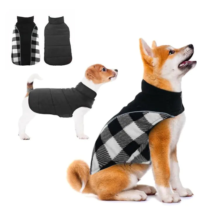LETSQK Dog Cold Weather Coat Warm Dog Coat Dog Winter Jacket Pet Coat with Turtleneck Padded Jacket for Small Medium Large Dogs Cozy Snow Jacket Vest Black S