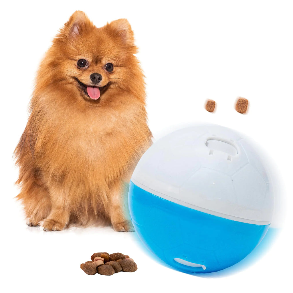 amicus - Crazy Ball Treat Dispenser - Dog Treat Ball - Interactive Treat Dispensing Dog Toy - Dog Enrichment Toys - Dog Toys to Keep Them Busy - Slow Feeder - 300g/10.5 oz - White/Blue