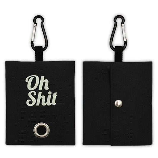 Blissbud Dog Poop Bag Holder with Leash Attachment and Slogn Print - Practical Leash-Attached Poo Bag CarrierBlackMedium