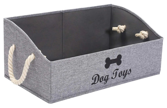 Morezi Large dog toy bin puppy shallow toy baskets dog toy storage perfect for living room playroom closet home organization - Snow Gray